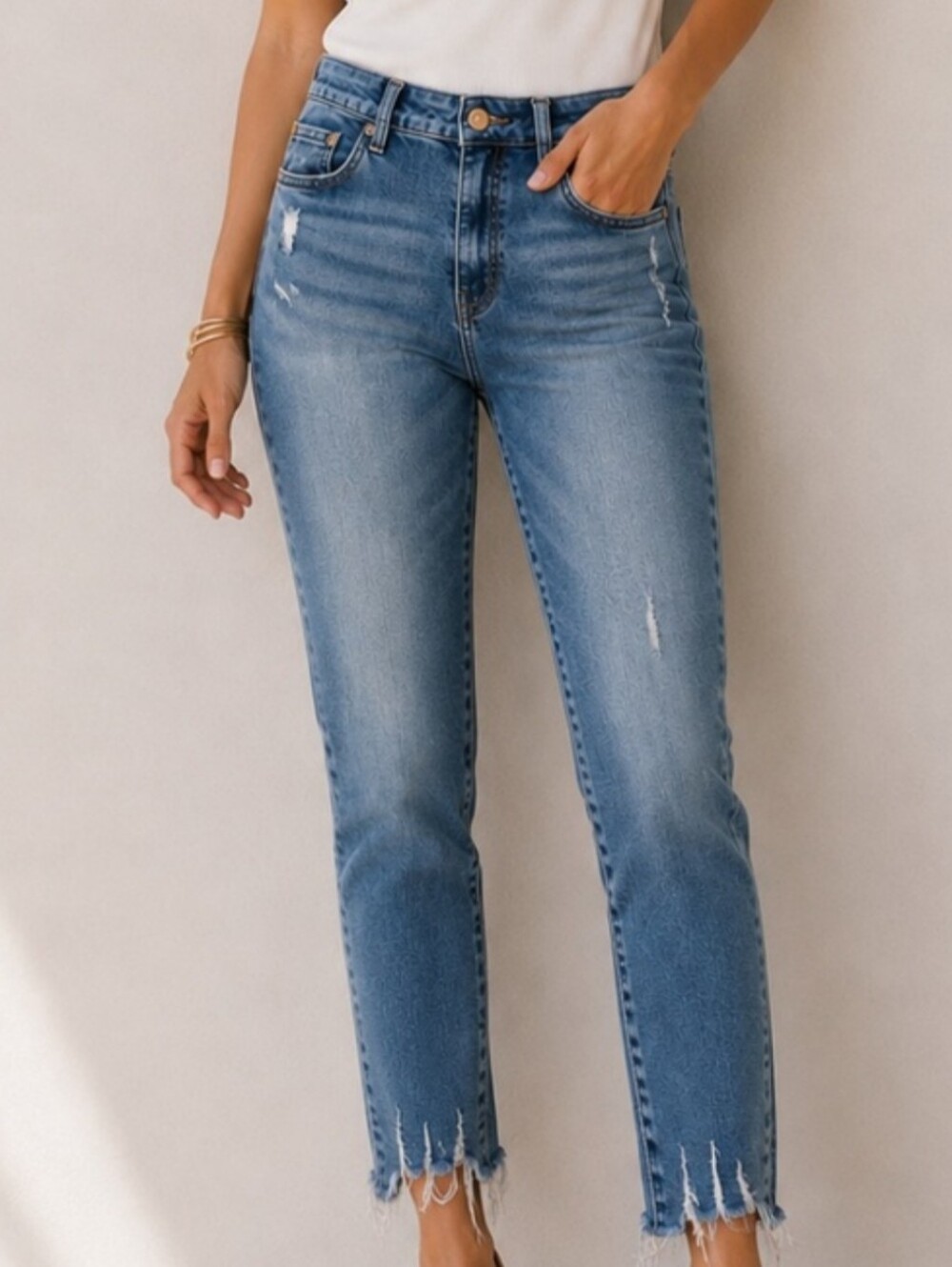 Pistola Blue Distressed Ankle Skinny Jeans